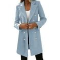 thumbnail image 1 of KDFJPTH Jackets for Women Casual Fall Woman Artificial Wool Elegant Blend Slim Female Long Outerwear Top Coat, 1 of 6