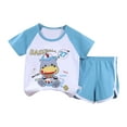 thumbnail image 1 of KDFJPTH Kid Toddler Baby Boys Clothes Girls Summer Short Sleeve Cartoon Prints Tops Shorts 2PCS Outfits Set for Children 3-6 Months, 1 of 2