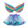 thumbnail image 1 of KDFJPTH Kids Girls Ballet Skirts Party Rainbow Tulle Dance Skirt With Wing Outfits Toddler Play for Girls Ballet Skirt Women Wrap, 1 of 4