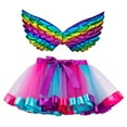 thumbnail image 1 of KDFJPTH Kids Girls Ballet Skirts Party Rainbow Tulle Dance Skirt With Wing Outfits Toddler Play for Girls Ballet Skirt Women Wrap, 1 of 4