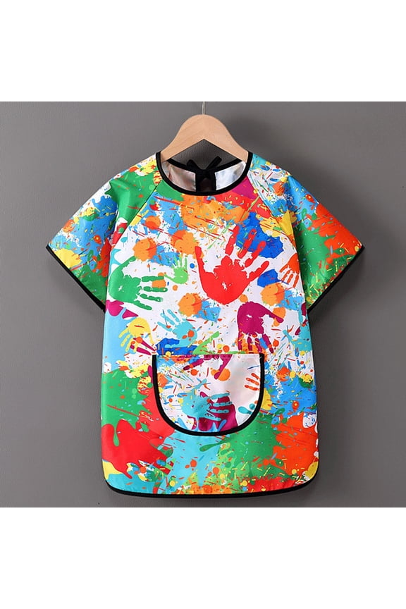 Kids T Shirts Graphic Art Smock With Sleeves Painting Apron Children Boys Girls Craft Protective Coverall With Pocket Tshits