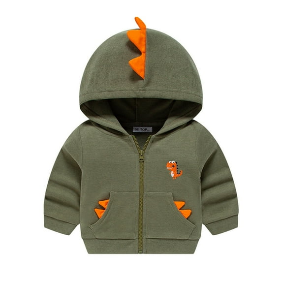 Kids Toddler Baby Boys Autumn Winter Dinosaur Cotton Hooded Coat Jacket Sweatshirt Clothes