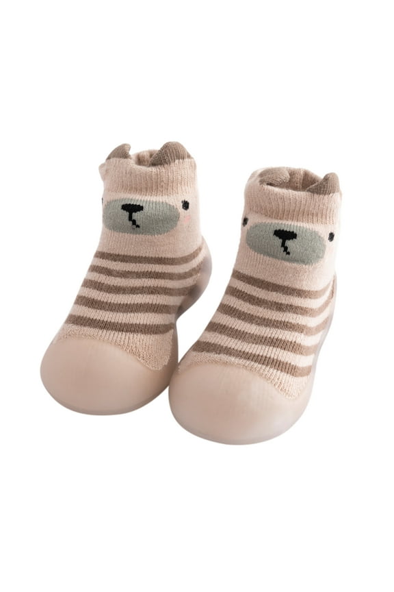 Kids Toddler Baby Boys Girls Solid Warm Knit Soft Sole Rubber Shoes Socks Slipper Stocking Soft Shoes Sock Nonslip Slippers Boys