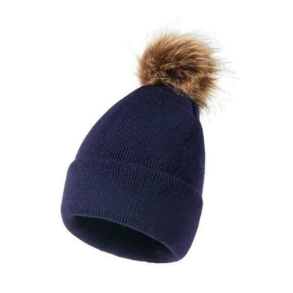 KDFJPTH Kids Winter Hat Toddler Knitted Pom Beanie Hat Cotton Lined Cap Baby Girls Boys Hat