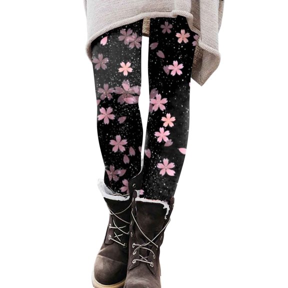 KDFJPTH Leggings for Women Print High Waist Casual Ankle Slim-Leg Leggings