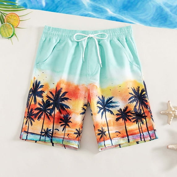 KDFJPTH Little Boys Swim Trunks Kids Cartoon Dinosaurs Floral Swim Shorts Quick Dry Bathing Suit Swimwear 4-9 Years
