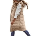 thumbnail image 1 of KDFJPTH Long With Hood Outdoor Vest Down Women's Jacket Quilted Coat Sleeveless Jacket Winter Vest Warm Quilted With Pockets Coat Thin Short Cardigans Women Open Front Cardigans with Pockets Women, 1 of 7
