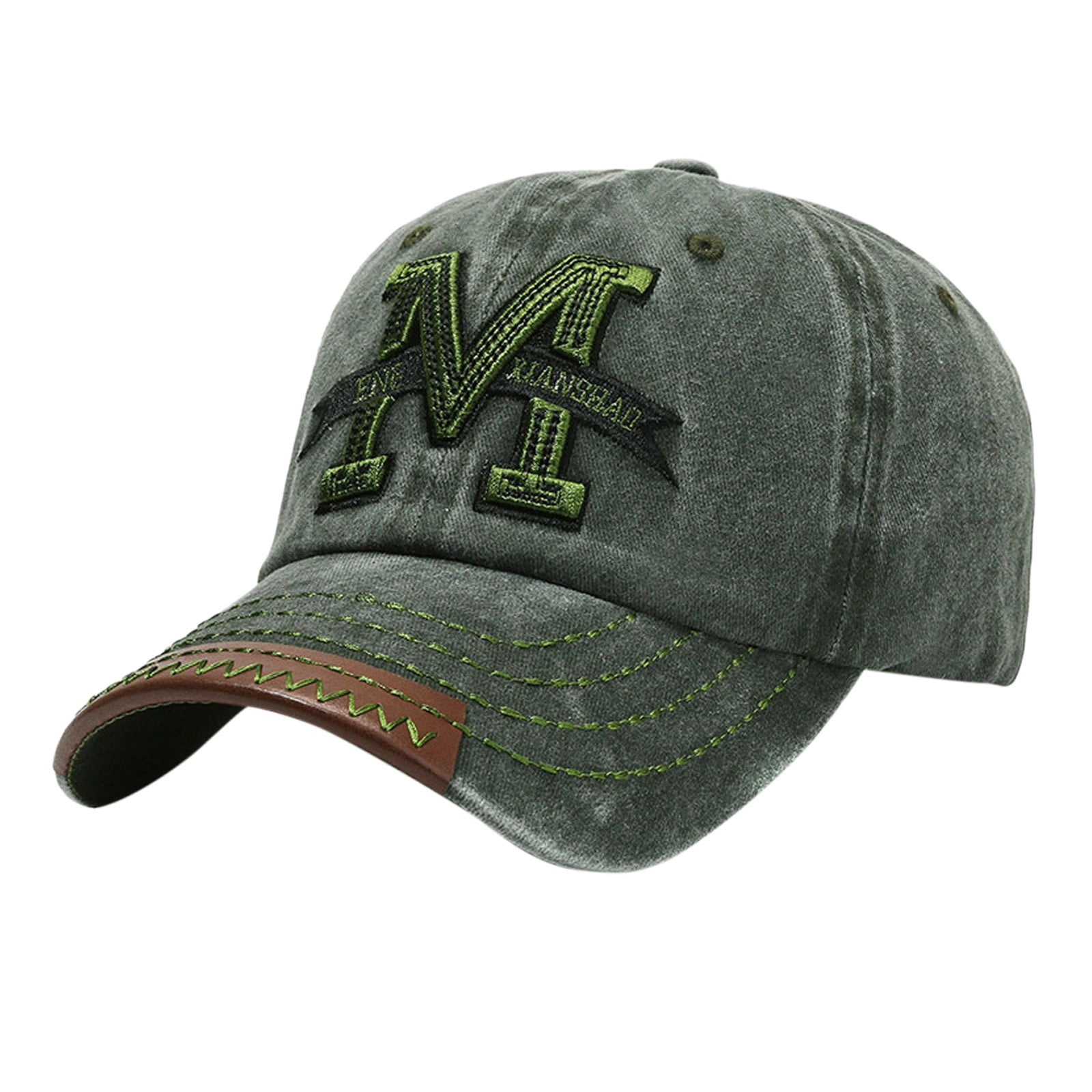 Cappello Baseball Retro In Denim Lavato - Con Ricamo Lettera M, Regolabile, Unisex, Per Outdoor