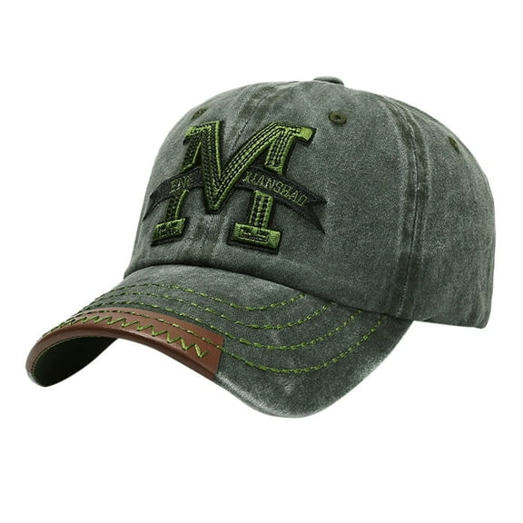 KDFJPTH Men And Women Outdoor Sun Retro Cap Washed Denim Letter M Embroidery Baseball Hat Tennis Women Privacy Visor