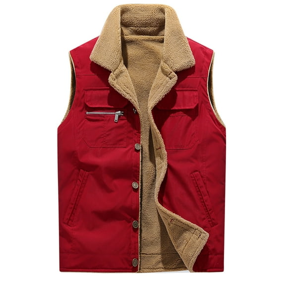 KDFJPTH Men Autumn And Winter Solid Pocket Sleeveless Top Jacket Coats Vest Blouse Mens Tall Coats