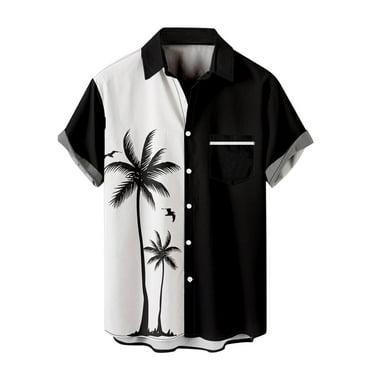 KDFJPTH Men Shirts Summer Casual Floral Hawaiian Short Sleeve Button Down Beach Shirt