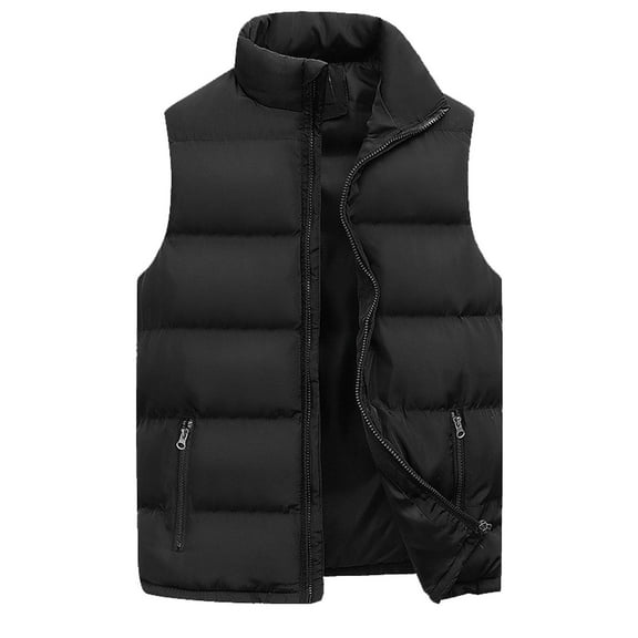 KDFJPTH Men Women Autumn And Winter Fashion Casual Solid Color Zipper Collar Sleeveless Cotton Padded Vest Top Features Mens Ski Jacket