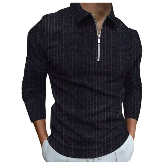 KDFJPTH Men's Polo Shirts Long Sleeve Shirts Black Xxl