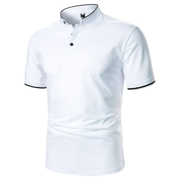 KDFJPTH Men's Polo Shirts Short Sleeve Tops White Xl