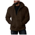 thumbnail image 1 of Men's Winter Hooded Jacket Hoodie Zipper Fleece Sweatshirt Winter Solid Color Outwear Long Sleeve Keep Warm Pocket Fashion Coat Windbreaker For Outdoor, 1 of 9
