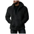 thumbnail image 1 of Men's Winter Hooded Jacket Hoodie Zipper Fleece Sweatshirt Winter Solid Color Outwear Long Sleeve Keep Warm Pocket Fashion Coat Windbreaker For Outdoor, 1 of 9