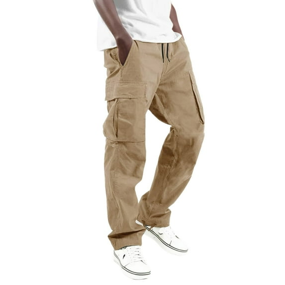 KDFJPTH Mens Casual Waist Color Sports Hat Woven Pocket Foot Rope Solid Pants Street Cargo Tie Men's Cargo Pants Fuzzy