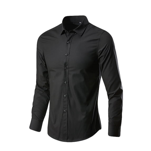 KDFJPTH Mens Shirts Fashion Business Leisure Lapel Solid Color Long Sleeve Blouse Tops Men