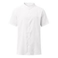 thumbnail image 1 of KDFJPTH Mens Shirts Summer Solid Color Collar Button Dwon Cardigan Short Sleeves Male Top White XXL, 1 of 4