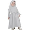 thumbnail image 1 of KDFJPTH Outfits for Girls for School Abaya And Headscarf Set Pure Color Robe With Hijab Clothes Set, 1 of 8