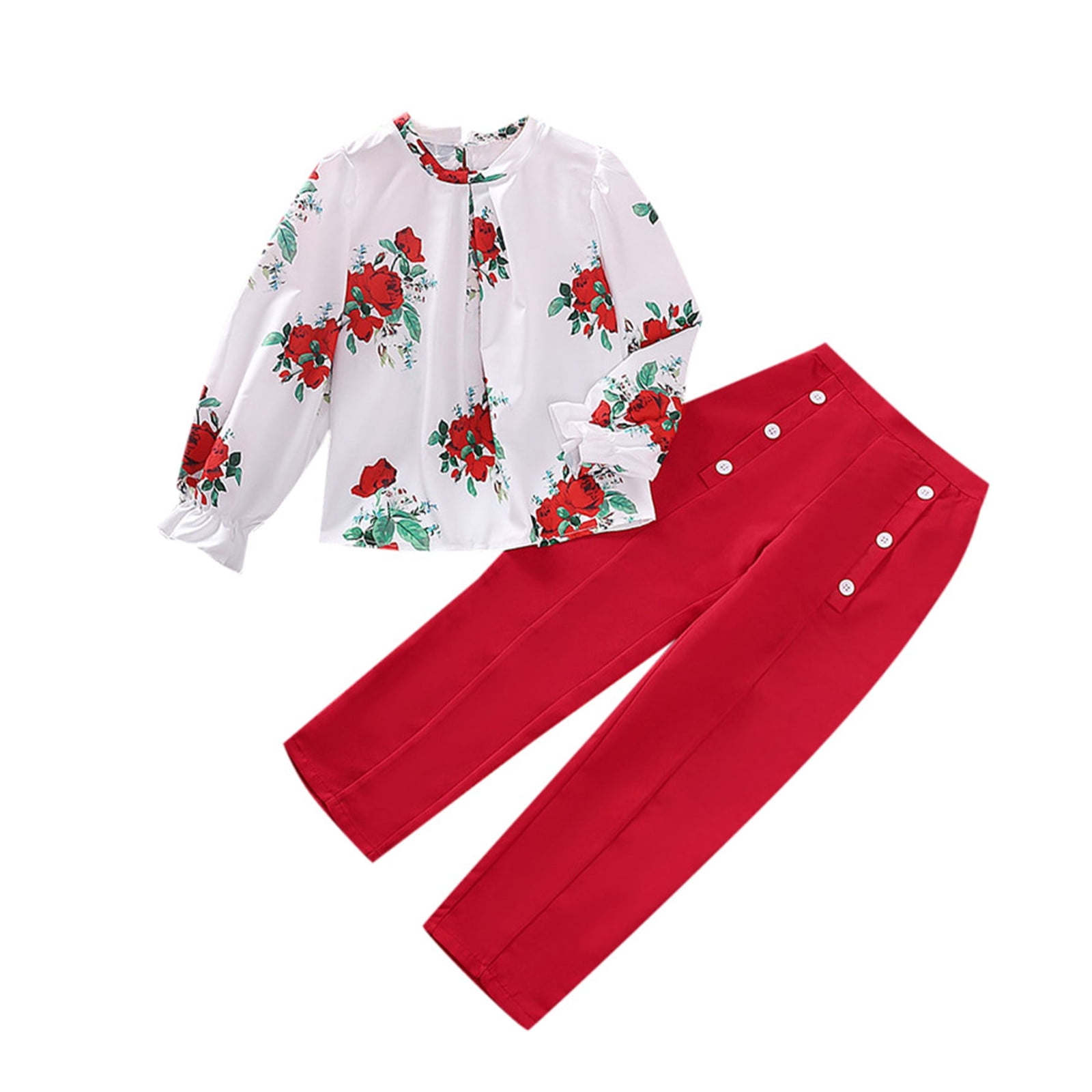 KDFJPTH Outfits for Toddlers Girl 2 Pcs Long Sleeve Floral Tops And Pants Kids Girls Joggers