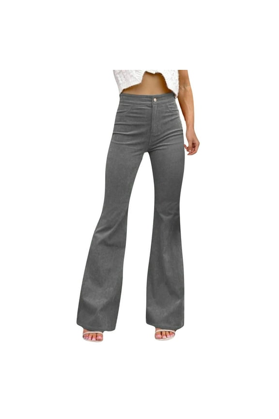 Pants For Women Trendy Corduroy Flare Elastic Waist Bell Bottom Trousers Plus Size Cabana Womens Pants