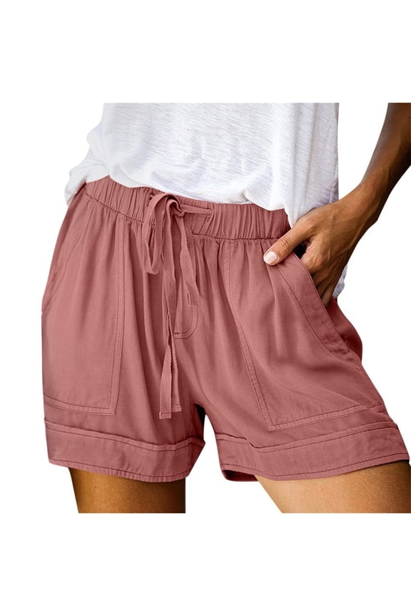 Pants For Women Dressy Casual Shorts Cotton High Elastic Waisted Pleated Ruffle Cute Shorts Beach Flowy Shorts Active Shorts Dress Shorts Womens Pants