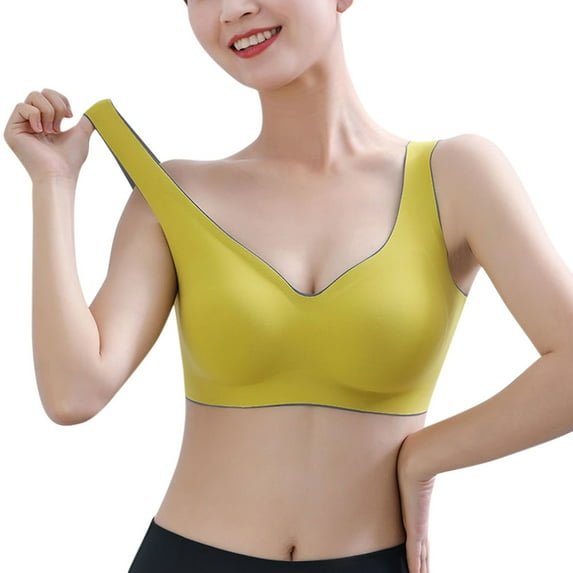 KDFJPTH Seamless Bra For Women Push-Up Feamle Solid Green Xxl