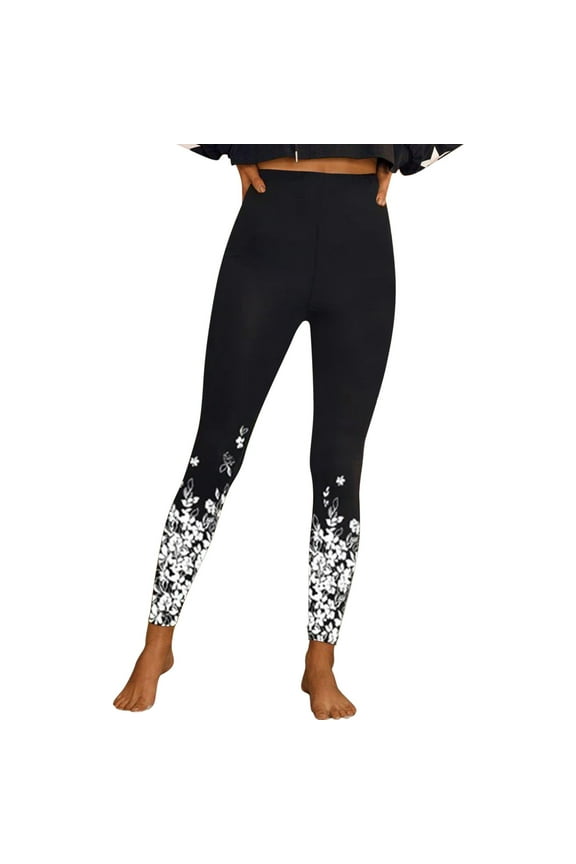 KDFJPTH Seamless Leggings Print High Waist Casual Ankle Slim-Leg Leggings