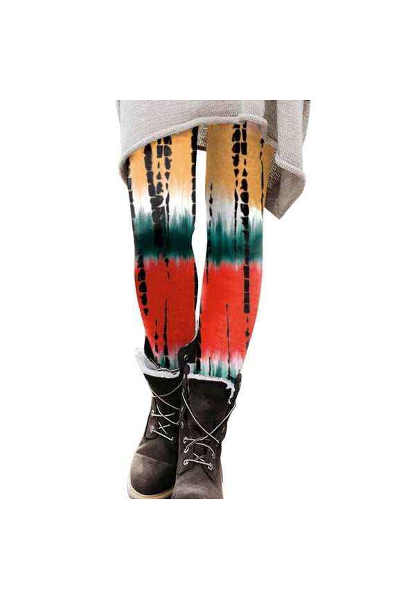 KDFJPTH Seamless Leggings Print High Waist Casual Ankle Slim-Leg Leggings