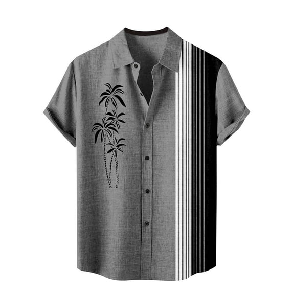 KDFJPTH Shirts For Men Fashion Summer Floral Button Down Tropical Holiday Beach Shirt