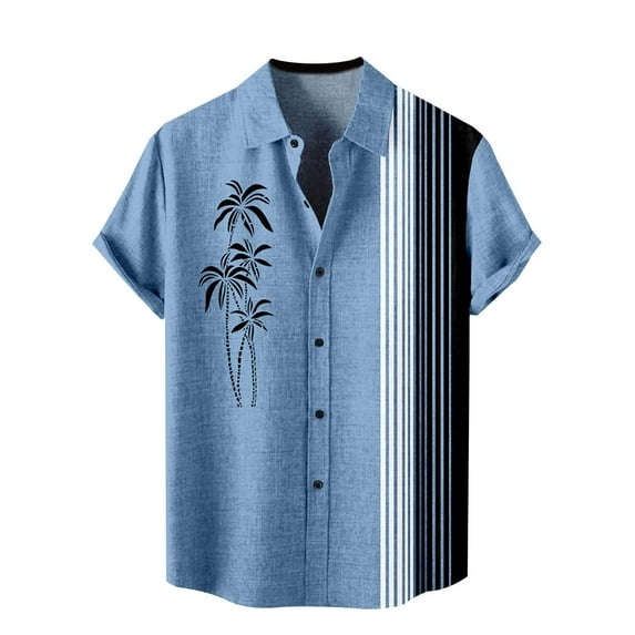 KDFJPTH Shirts For Men Fashion Summer Floral Button Down Tropical Holiday Beach Shirt