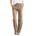 thumbnail image 1 of KDFJPTH Solid Straight Pants Waist And Long Women Casual Elastic Drawstring Pants, 1 of 2