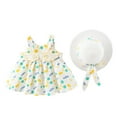 thumbnail image 1 of KDFJPTH Summer Beach Casual Vacation Princess Dresses With Straw Hat 2 Piece Set Backless Wing Sleeveless Cute Dress Size 3-4 Years, 1 of 4