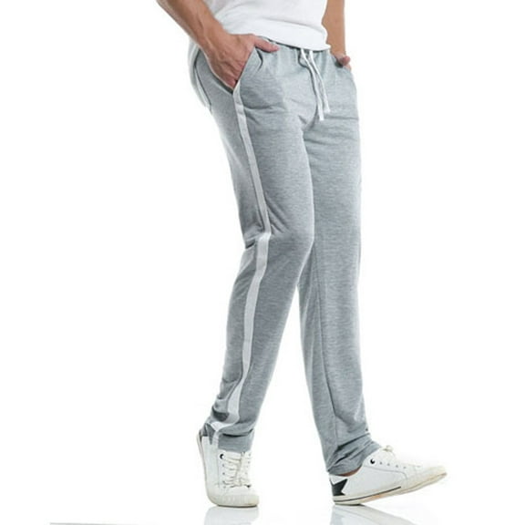 KDFJPTH Sweatpants for Men Sweatpants Pants Trousers Striped Grey L