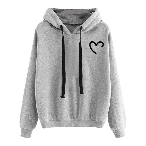 KDFJPTH Sweatshirt For Women Long Hoodies Tops Casual Print Grey M