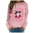 thumbnail image 1 of KDFJPTH Sweatshirt for Women Trendy Stand Alone In October We Wear Witch Cancer Awareness Print Hoodie Color Tops, 1 of 5