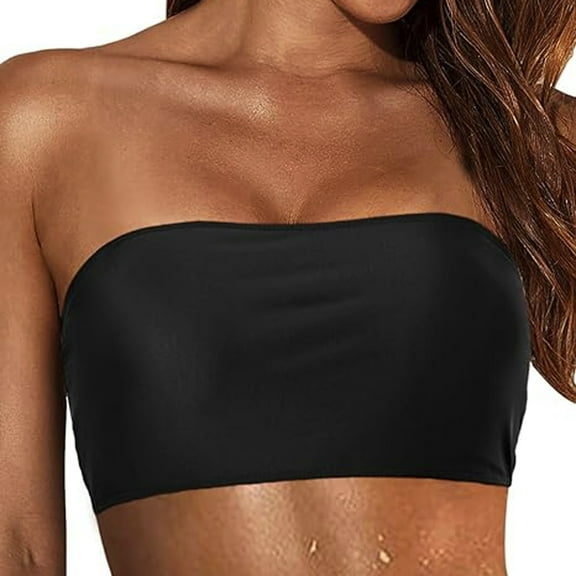 Kdfjpth Womens Swimsuits Tummy Control Removable Shoulder Strap Tops Strapless Bikini Top