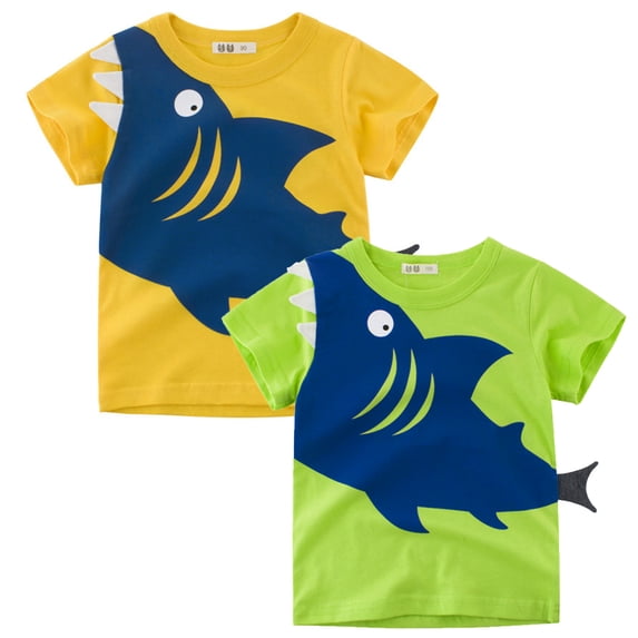 KDFJPTH T Shirts For Kids Loose Fit Baby Boys Girls Shark Short Sleeve Crewneck Tops Tee Clothes Children Tshits