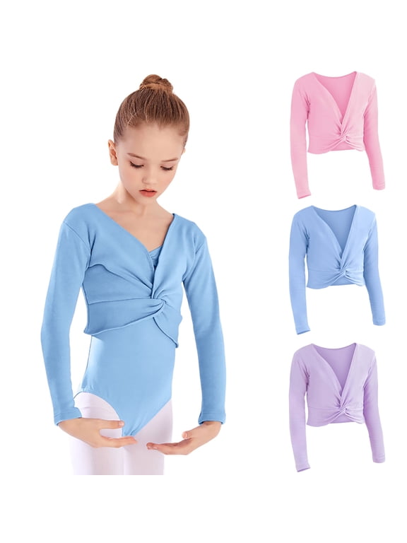T Shirts For Kids Loose Fit Girls Long Sleeve Ballet Top Pure Color Dance Leotard Casual Layering Tee School Yoga Sports Tshits