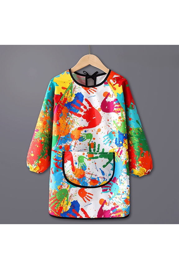 T Shirts For Kids Graphic Art Smock With Long Sleeves Painting Apron Children Boys Girls Craft Protective Wear With Pocket Age 3 To 12 Years Tshits