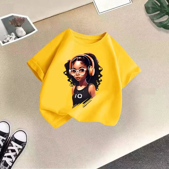 KDFJPTH T Shirts for Kids Trendy Girls Cute Graphic Round Neck Short Sleeve Tee Summer Casual Tshits