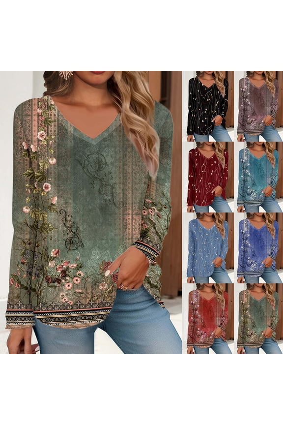 T Shirts for Women Trendy Long Sleeve V Neck Shirts Lightweight Swea Tunic With Leggings Tshirts Top