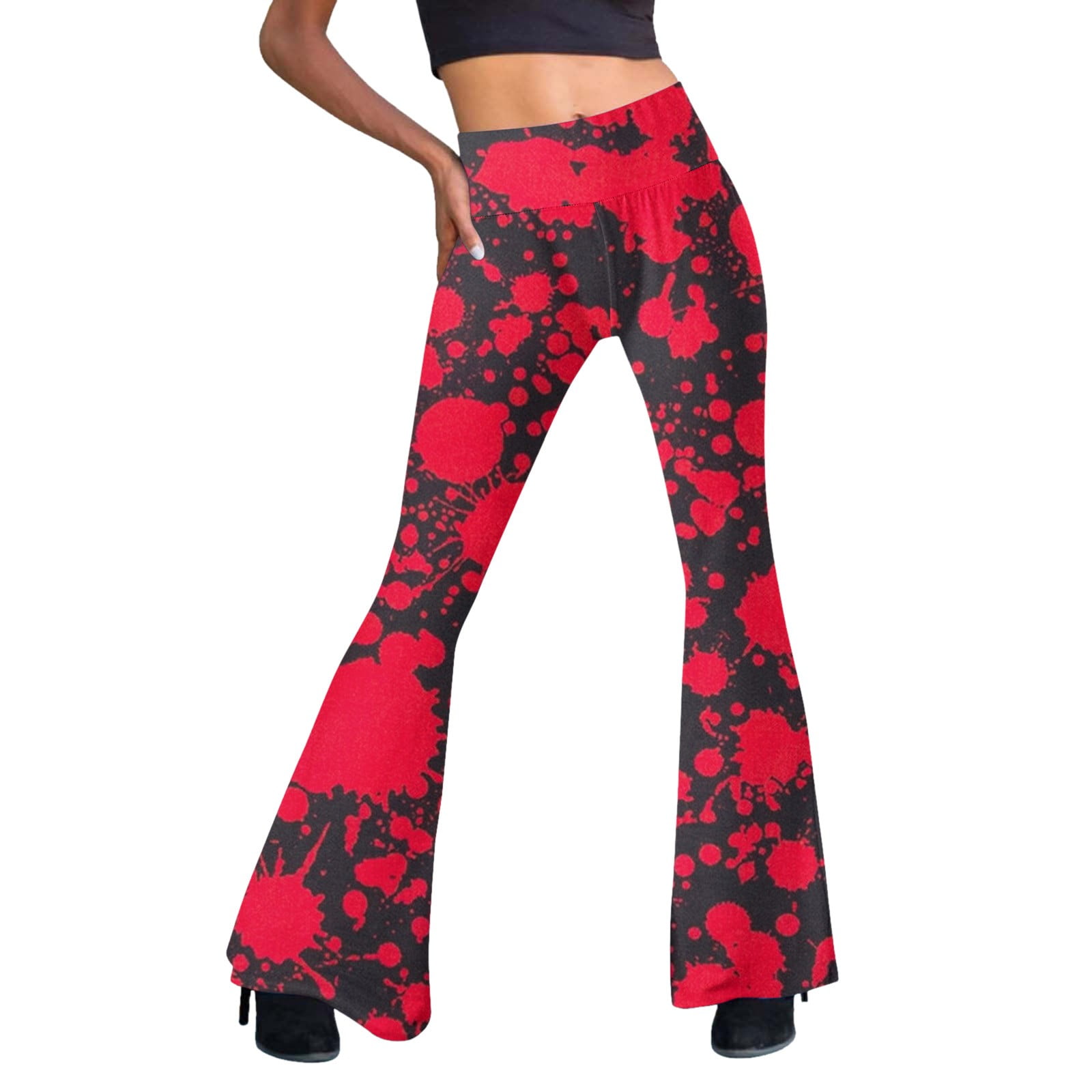 Colorblock Tie Dye Print Flare Pants main image 0