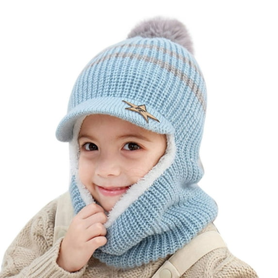 KDFJPTH Toddler Baby Winter Hat Knitted Thick Warm Thermal Windproof Ski Cycling Earflap Hood Skull Caps Kids Scarf Hat Running Clothes Boys Beach Hats for Girls