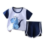 KDFJPTH Toddler Boys Shorts Set Girls Summer Short Sleeve Cartoon Prints Tops Shorts 2PCS Outfits Clothes Set for Children Clothes 3-6 Months
