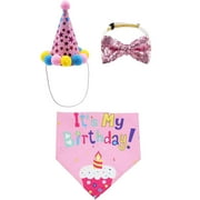 KDFJPTH Toddler Dog Dog Birthday Bandana Scarf And Dog Girl Boy Birthday Party Hat With Cute Dog Bow Tie For Small Dog Pet Puppy Boy