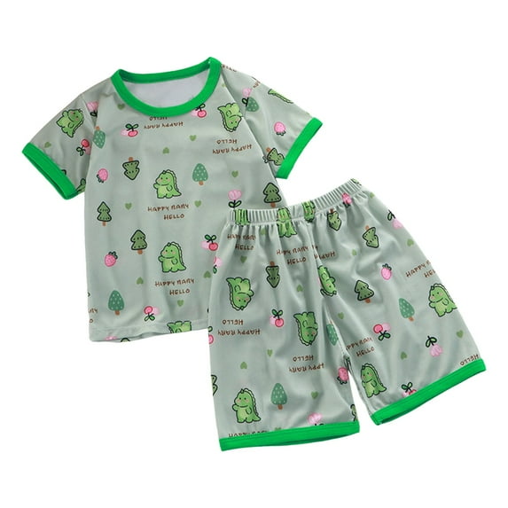 KDFJPTH Toddler Kid Boy Clothes Kids Girls Sleepwear Short Sleeve Shirt and Shorts Soft Summer Pajamas Set 2pcs 18-24 Months