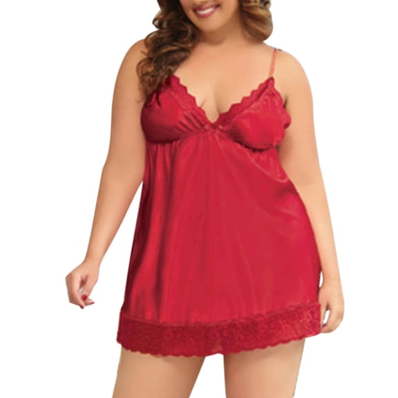 KDFJPTH Underwear Lace Nightdress Sleepwear Size Plus Peignoir Nightgown Negligee Women's Chemises & Negligees