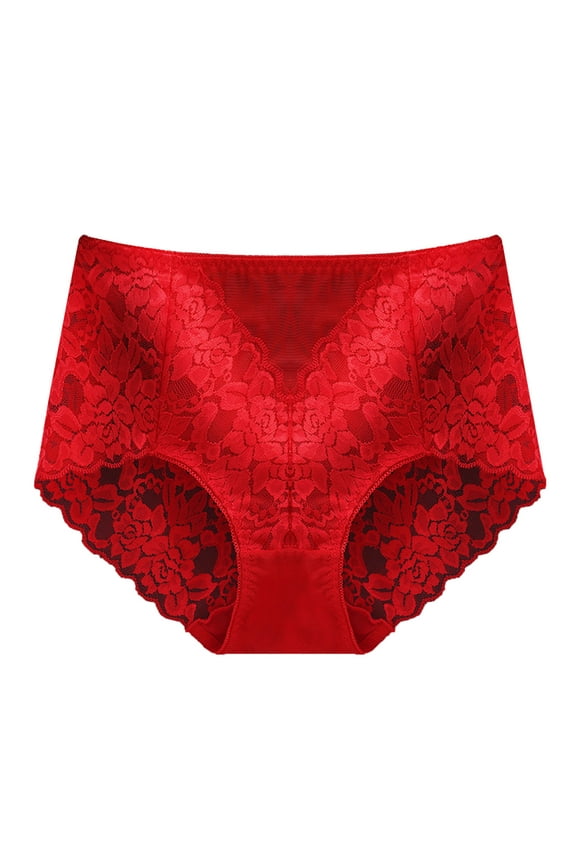 Underwear Women Tummy Control Mid High Waist Lace Seamless Brief Briefs Panties For Women